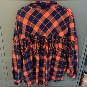 Oli & Hali Fringe Plaid Shacket. It’s oversized & relaxed for extra coziness. SM